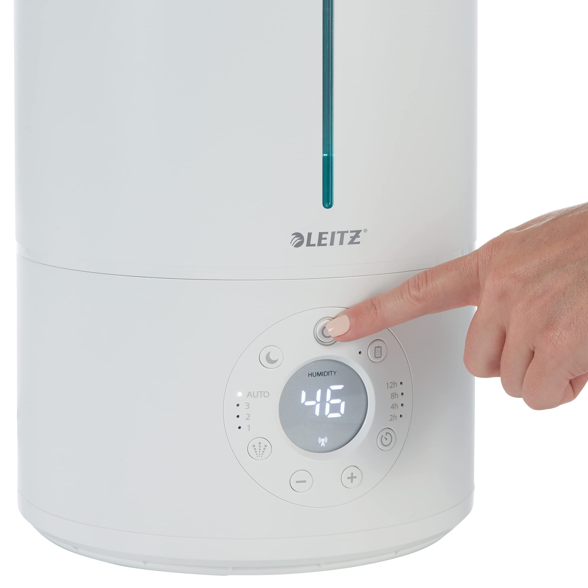 Leitz TruSens 2415167 - Umidificatore ad ultrasuoni N-200 medio per 45 m², con indicatore di umidità e controllo dell'umidità, per uffici, camera da letto e cameretta dei bambini, serbatoio da 5 l
