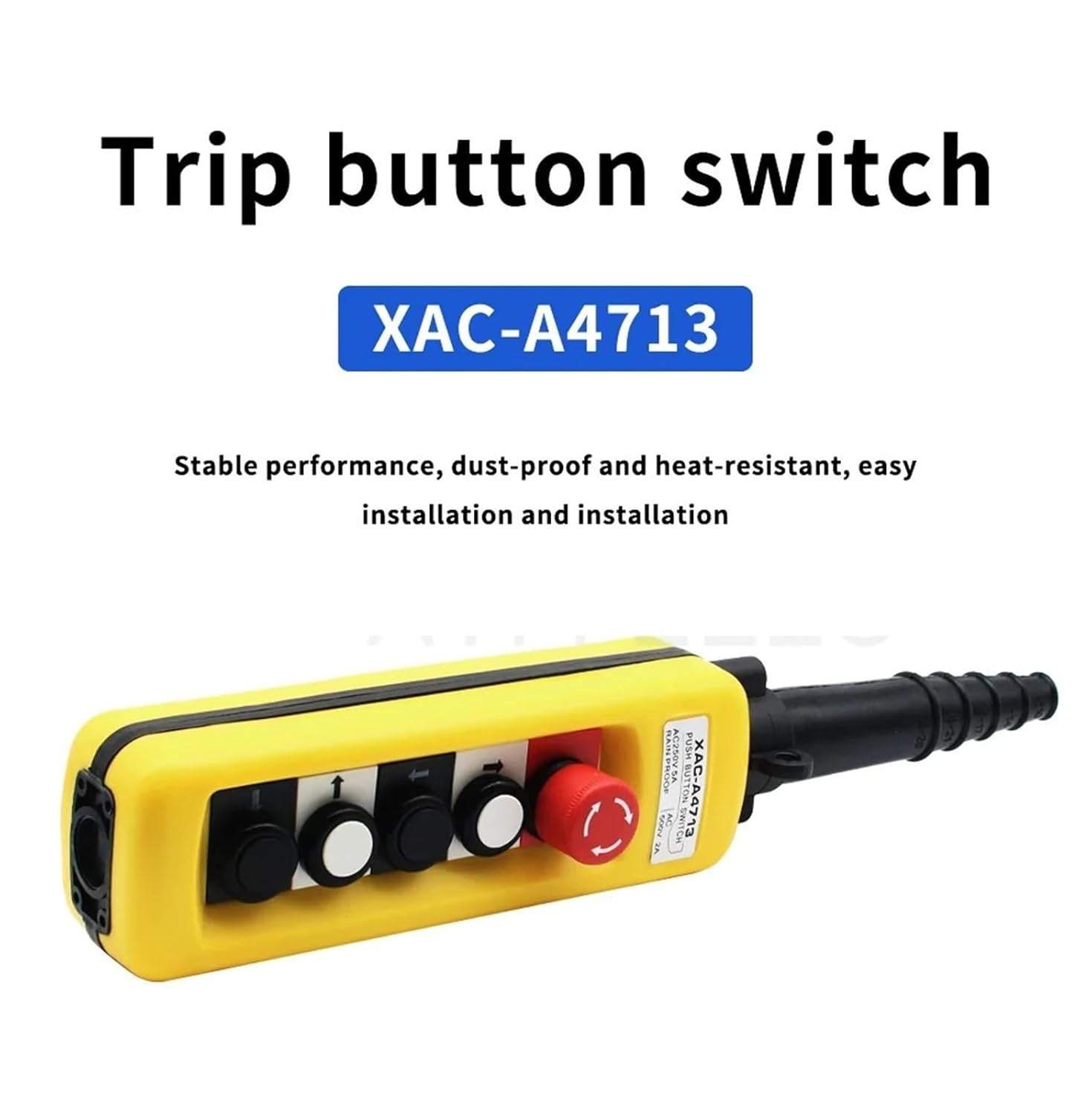 XAC-A4713 Rain-Proof Type Crane Button Control Switch Electric Hoist Box for Hoist Up Down Left Right Emergency Stop Yellow