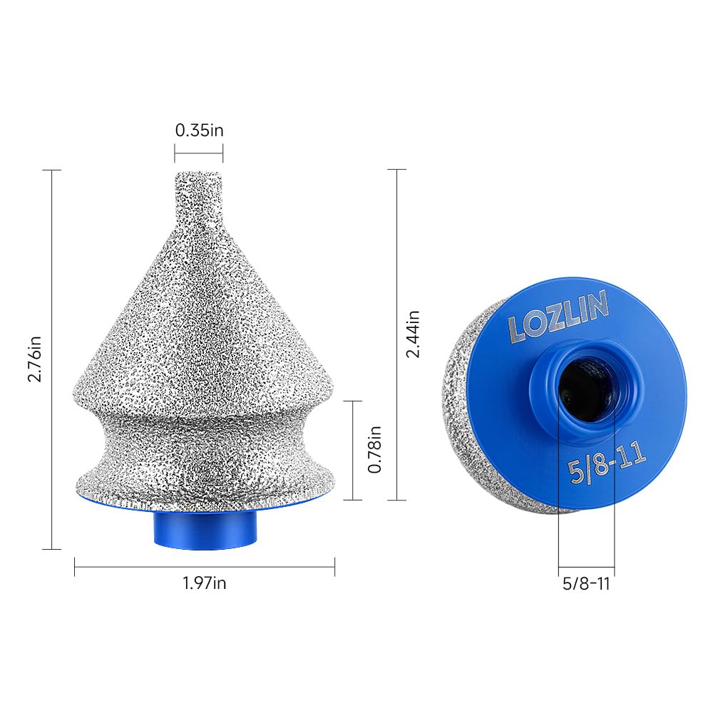 4-in-1 Diamond Chamfer Bit for Angle Grinder, Diamond Beveling Grinding Head for Chamfering, Hole Enlarging, Polishing, Arc Trimming, Fit for Granite, Marble, Tile, Ceramic, Stone, 5/8"-11 Thread