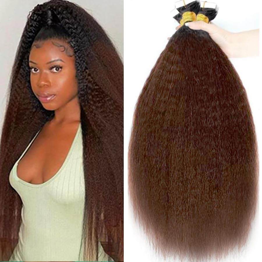 Ombre Burgundy Wine Red Kinky Straight Tape on Extensions Human Hair 1b/99j Seamless Taping In Real Human Hair Extension 50g/20pcs for Women Skin Weft Coarse Straight Tapes Ins 18 Inch