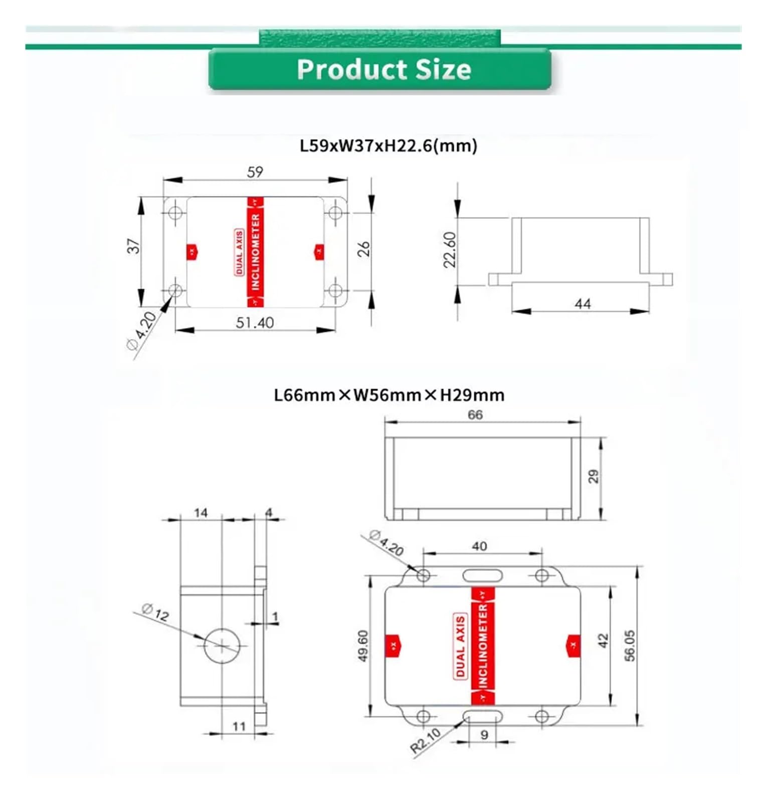 CHBMSS Analog Digital Inclinometer RS485 Sensor, Angle Measurement Inclination Sensor Dual Axis Inclinometer