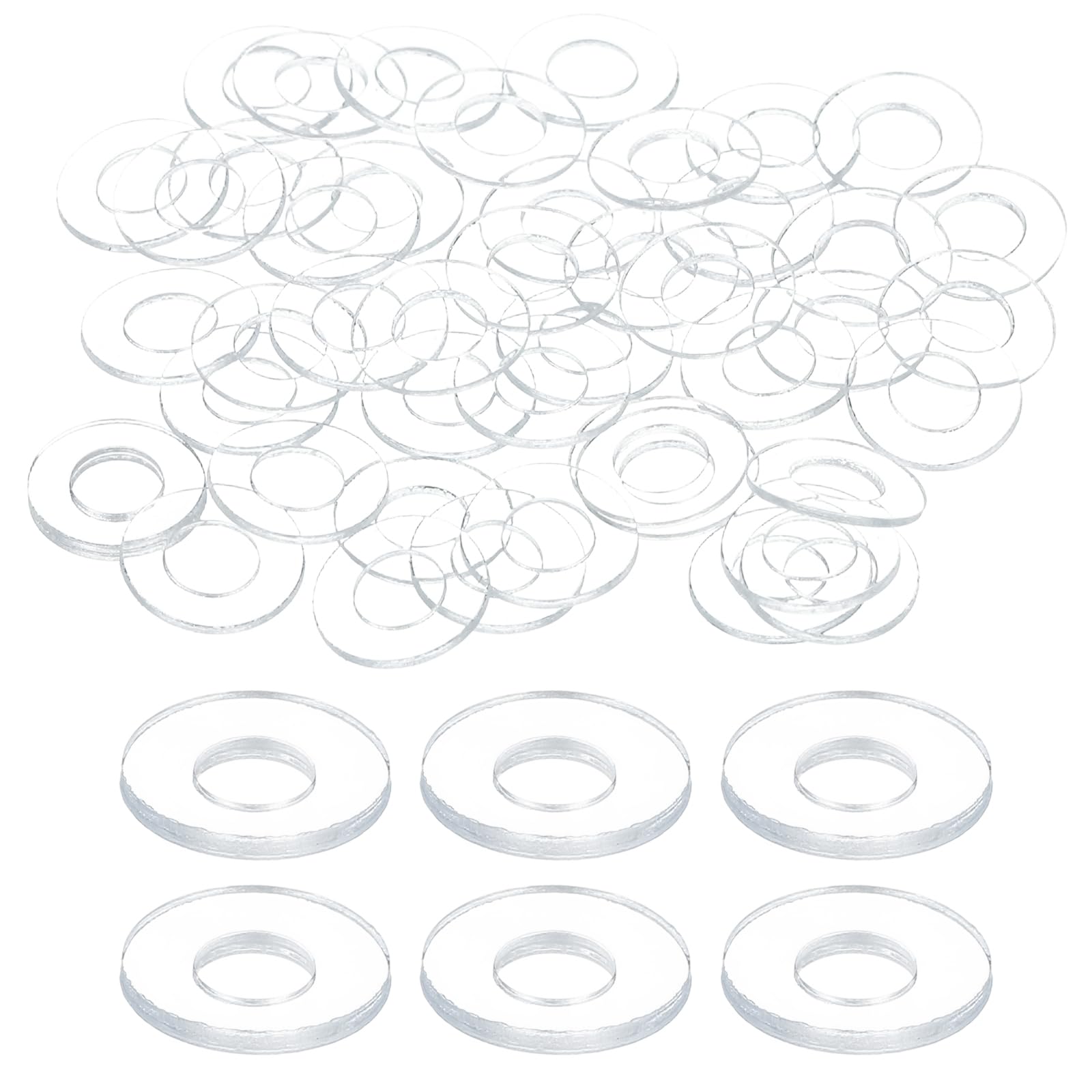 sourcing map 150 Pcs M4 PVC Flat Washers Clear Plain Washer 4mm ID 9mm OD 1mm Thick Round Flat Spacers for Screws Bolts Glass Shower Door Handle Bathroom