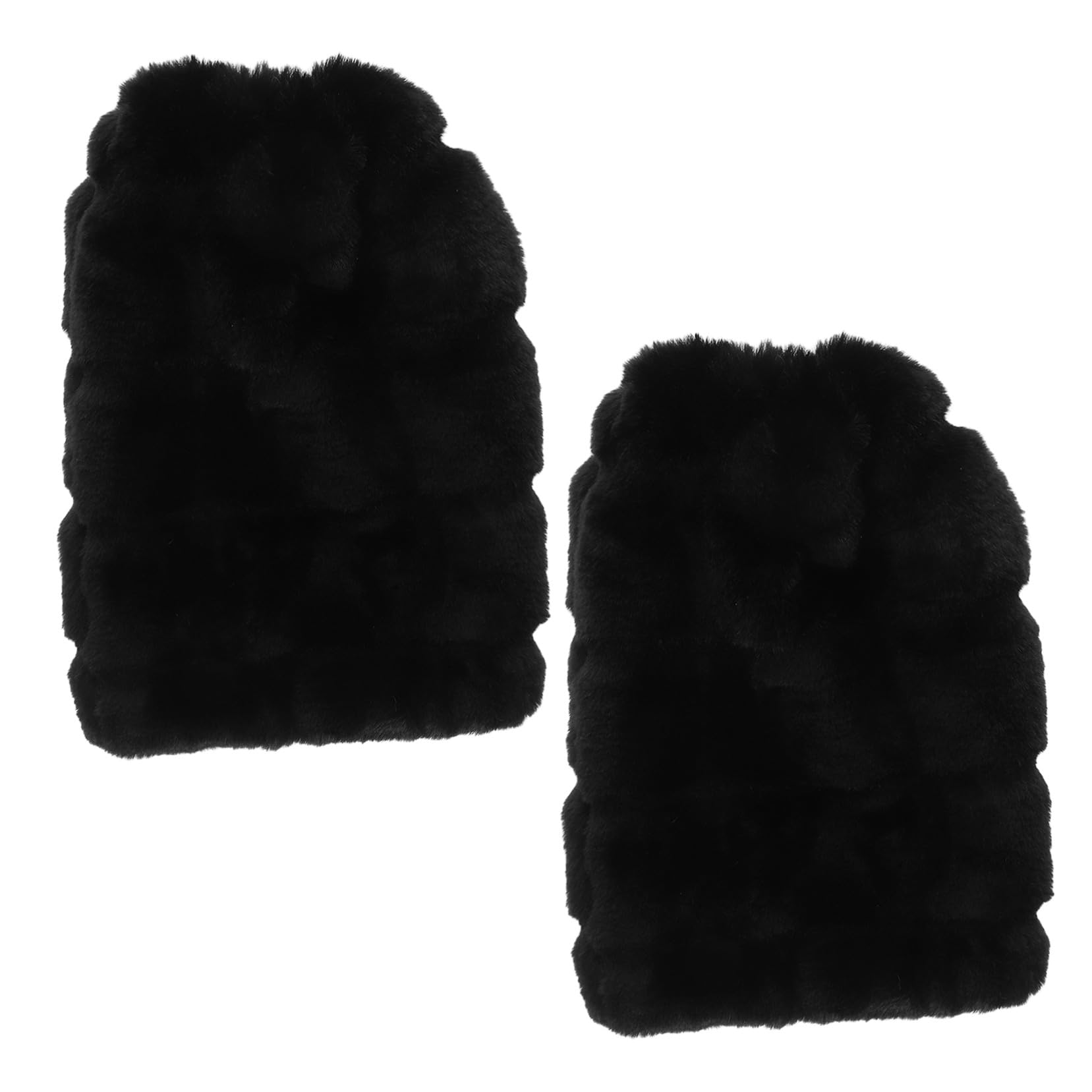 FRCOLOR Calentadores de Piernas de Piel Sintética Negros 30cm para Mujer | 1 Par, Pelo de Conejo Sintético, Tacto Suave y Cómodo, Estilo Adorable para Clima Frío