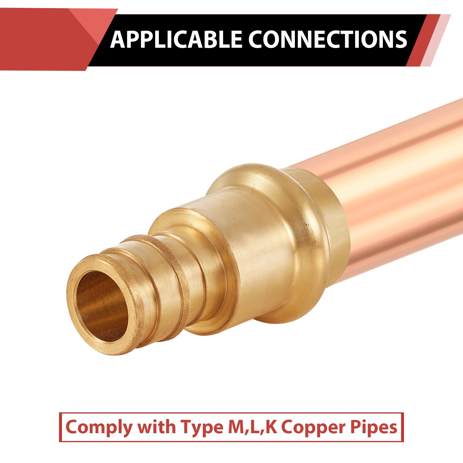 EFIELD - Adaptador de expansión PEX-A de 1/2 pulgada x 1/2 pulgada para conexión de tubería de cobre y Pex (5, 1/2 pulgadas)