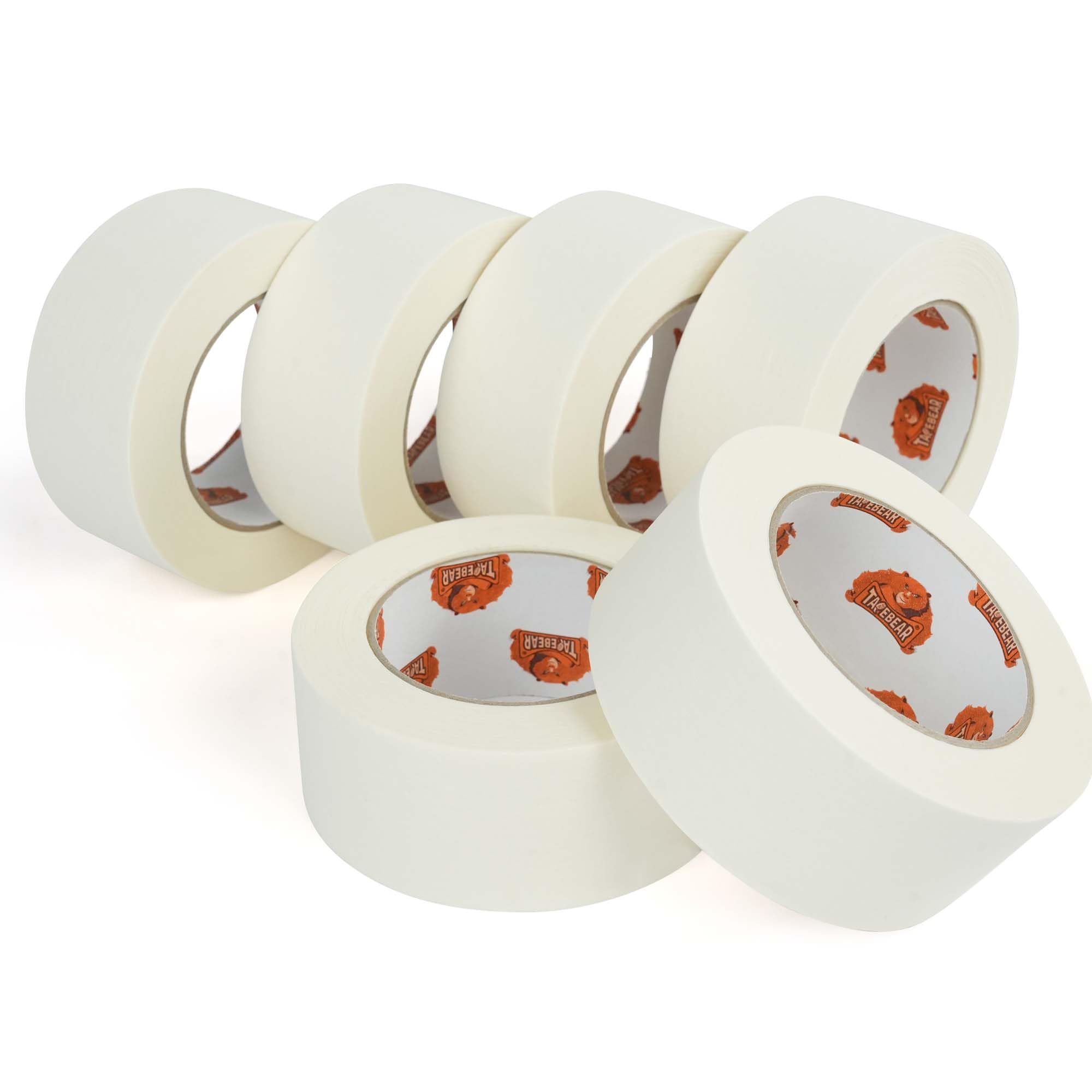 TAPEBEAR Eco-Friendly Kraft Paper Tape 50mm x 50m, White Paper Packing Tape, Biodegradable Recyclable Packaging Tape Self Adhesive Box Tape for Shipping, Sealing, Moving, 6Rolls