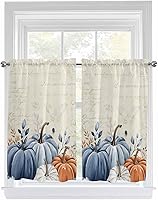 Vista 87 de Cenefa de cocina para ventanas, Día de la Independencia, pentagrama, textura de arpillera a cuadros, semitransparente, con bolsillo para barra