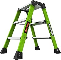 Vista 2 de Little Giant Ladders, Sure Step, 3-Step, Double-Sided Step Stool, Fiberglass, (11953), Type 1AA, 375 lbs Weight Rating, Hi-viz Green