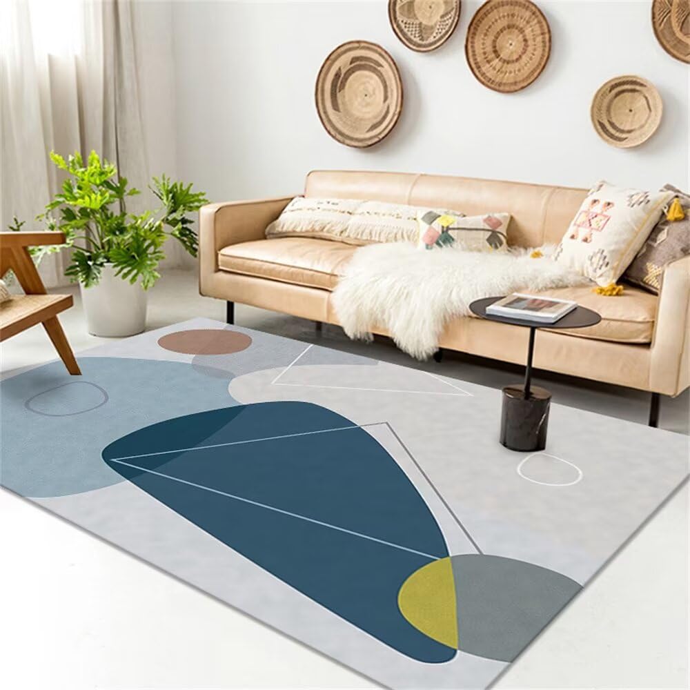 Tapis de chambre ado fille bleu gris pour accessoire de deco moderne