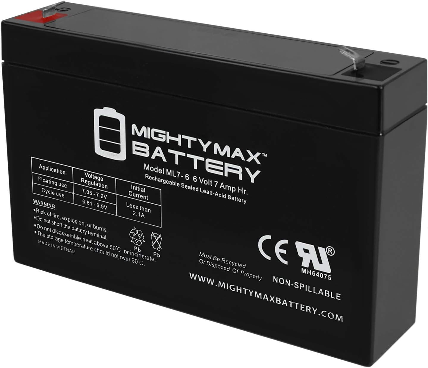 Mighty Max Battery 6V 7Ah SLA Battery Replacement for Eagle Picher CF-6V7