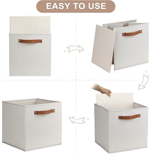 Miniatura 3 de Cubos de almacenamiento grandes de 13 x 13 pulgadas, paquete de 4 cubos de almacenamiento plegables con asas para organizar, caja organizadora de
