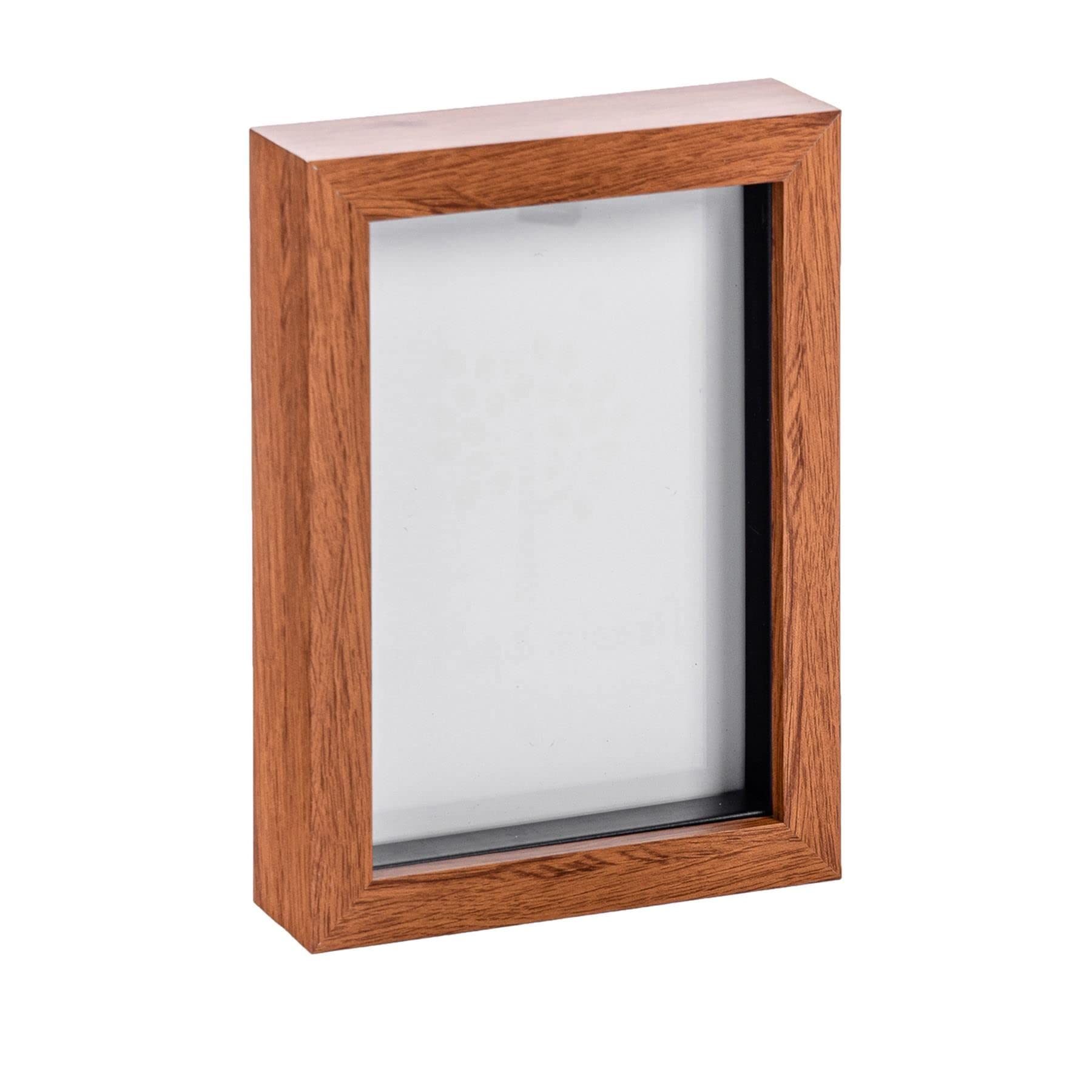 Nicola Spring 3D Shadow Box Photo Frame - 5 x 7 (12 x 17cm) - Pack of 1 - Dark Wood 3D Photo Frame 3D Box Picture Frame Box Portrait Display Case for Crafts, Keepsakes, Wedding, Graduation