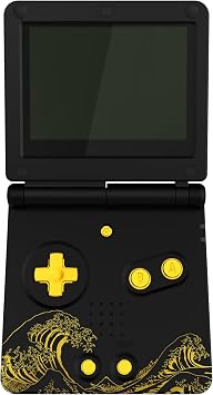 IPS Ready Upgraded eXtremeRate Custom Replacement Housing Shell for Gameboy Advance SP GBA SP The Great GOLDEN Wave Off Kanagawa - Black Compatible with Both IPS & Standard LCD No Console & Screen