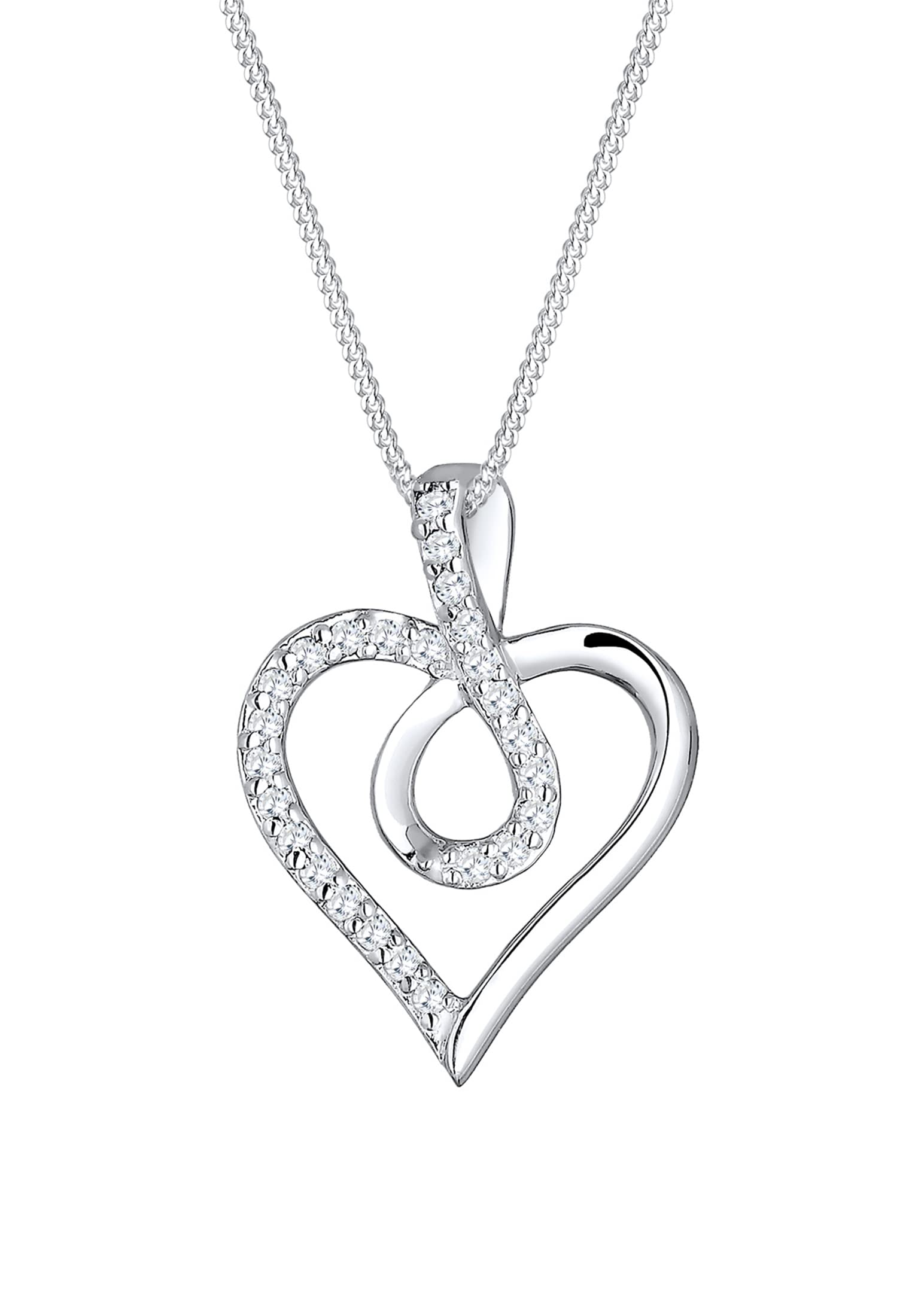 Elli Infinity Heart Cubic Zirconia 925 Sterling Silver Necklace of Length 45cm