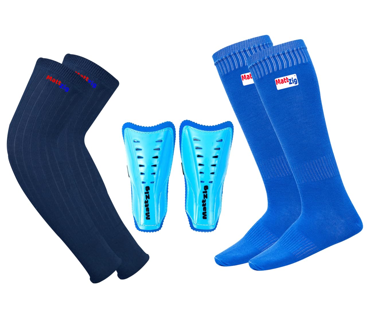 Congo Football Kit (One Pair Football Socks + One Pair Football Shin Guard + One Pair Cotton Arm Sleeves) (Light Blue)-picture-25