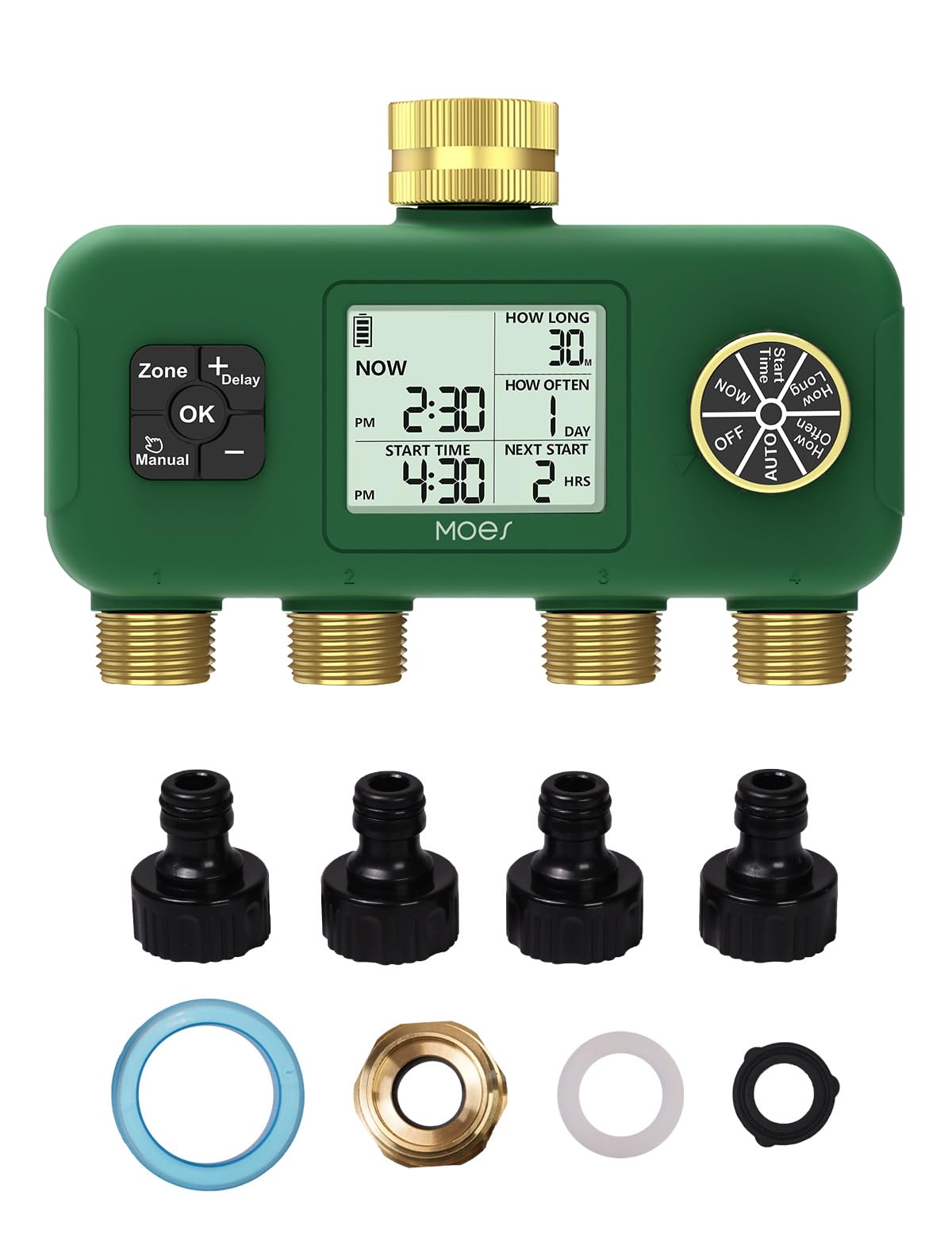 MOES 4 Zone Water Timer, Heavy Duty Solid Brass
