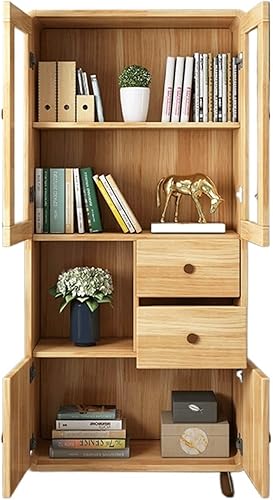 Miniatura 1 de luckxuan Estantería pequeña de esquina de madera con puerta de cristal, a prueba de polvo, estantería para niños, gabinete de almacenamiento de