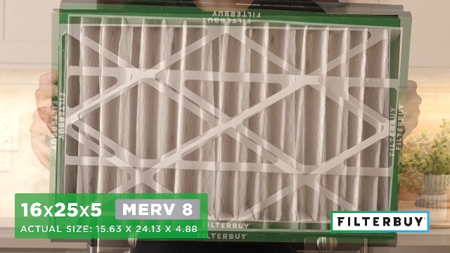 Image of Filterbuy 16x25x5 Air Filter MERV 8 Essential Dust & Allergy Defense (2-Pack), Electrostatic Pleated HVAC AC Furnace Filters for Trion Air Bear 255649-105 and More (Actual Size: 15.63 x 24.13 x 4.88)