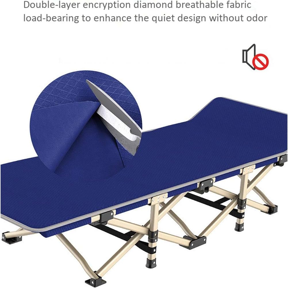 HIOD Folding Bed Lounge Chair Portable Breathable Garden Patio Recliner Beach Sun Lounger Foldable Lunch Bed 190 x 67cm,Blue