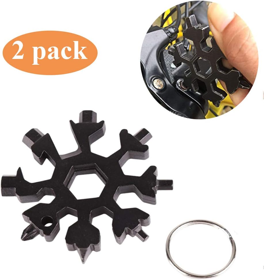 GOBEAUTY Stainless Steel Snowflake Multi-Tool, 18-in-1 Multi-Tool Card as Portable Keychain Screwdriver Bottle Opener Tool for Military Enthusiasts,Outdoor EDC Tools,2 Pack