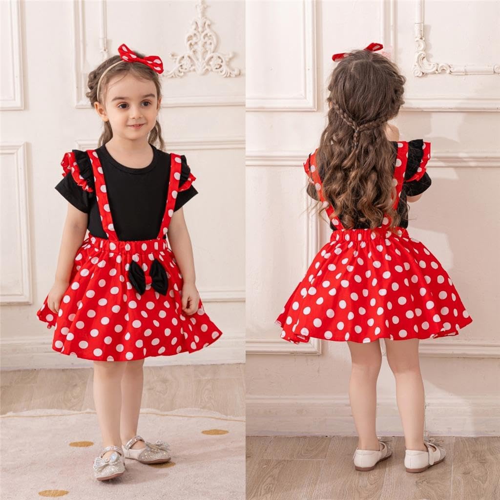 Dressy Daisy Infant Baby Girls Polka Dots Fancy Party Dress Up Halloween Costume Suspender Skirt Sets with T-shirt & Headband - Image 6