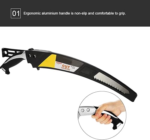 Miniatura 7 de GLOGLOW Sierra de poda curvada, sierra de jardinería portátil con hoja de acero de 13.6 in, mango ergonómico de aluminio, ideal para recortar
