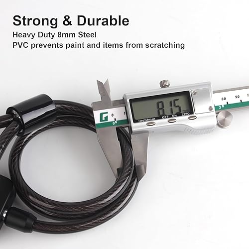 Miniatura 2 de Venzio Candado eléctrico para scooter con acero Q235 de 2.62 pies x 0.315 in (0.31 pulgadas), cerradura de bicicleta antirrobo resistente y llaves,