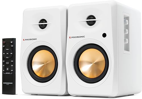 Miniatura 9 de Prosonic BT30 (versión 2023) Altavoces Bluetooth activos, monitor de estudio, cine en casa, tocadiscos con entrada óptica, entrada coaxial, 2 Negro