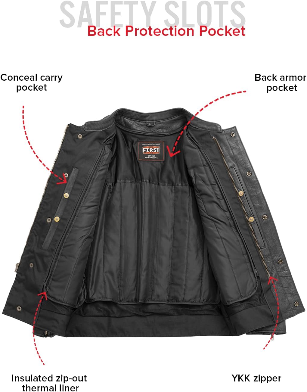 First Mfg Co - Raider - Men's Motorcycle Biker Riding Leather Jacket - Image 6