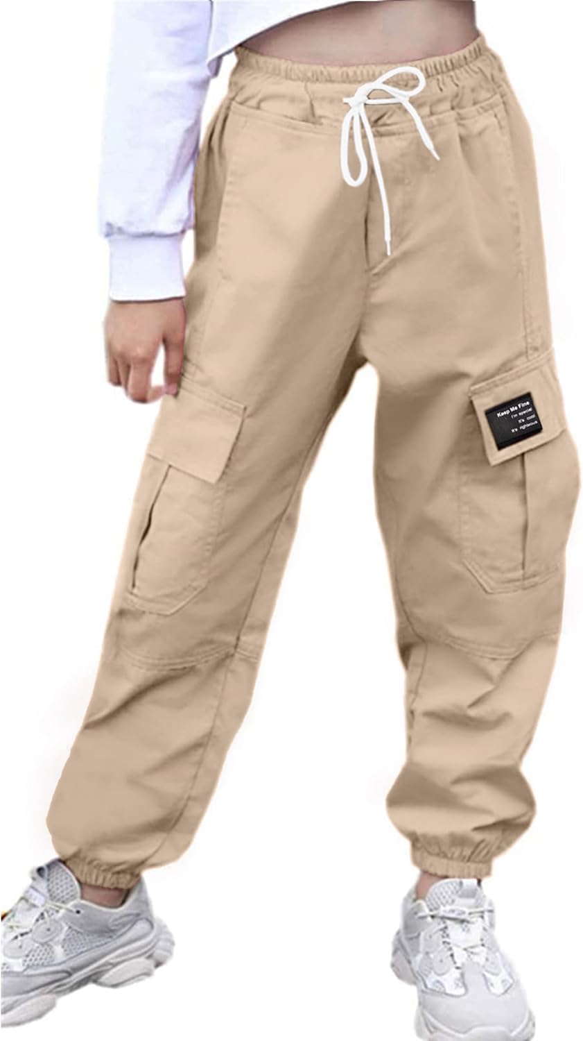 AOWKULAE Girls & Women‘s Casual Cargo Jogger Pants, 6 Years - Women 3XL