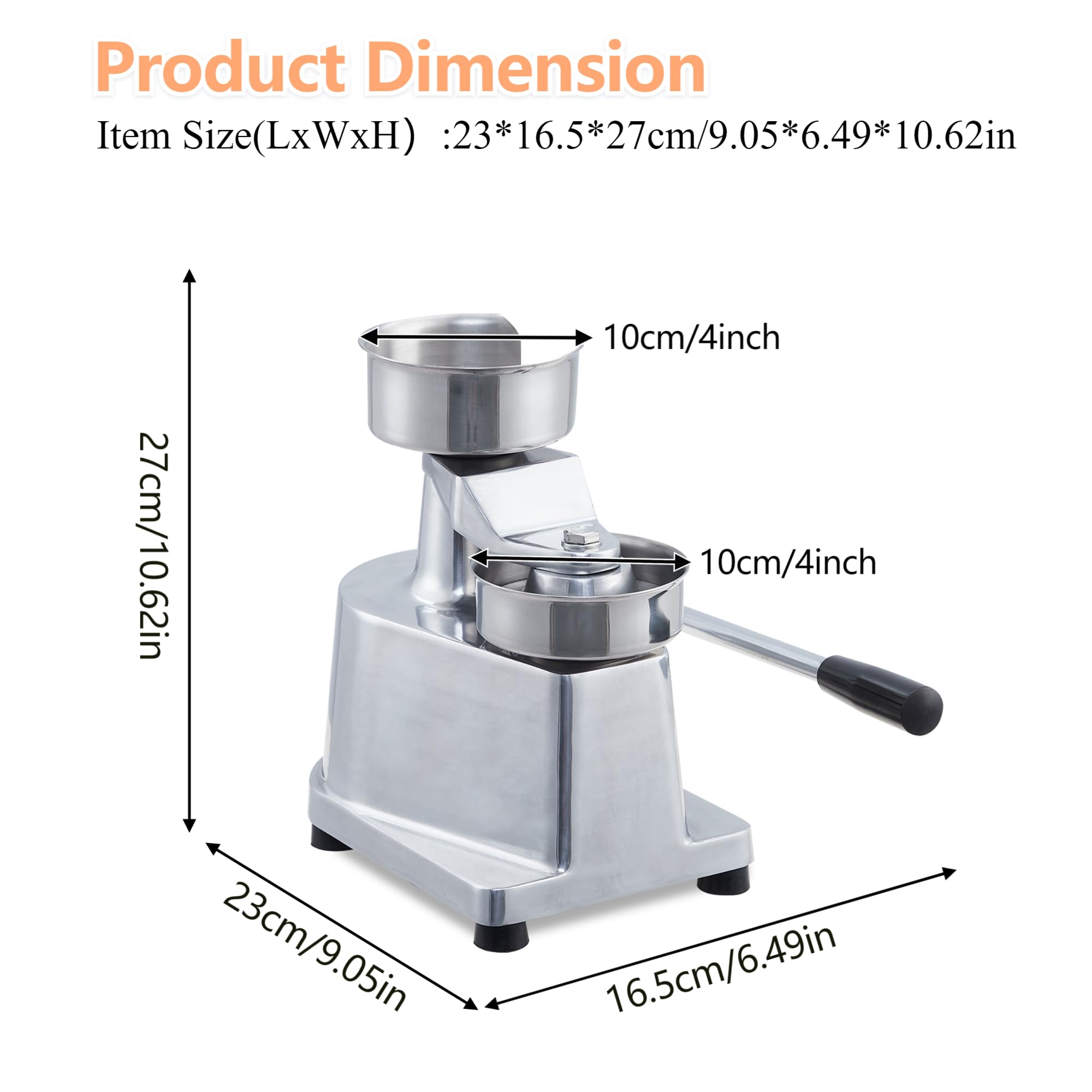 Pressa Hamburger Professionale in Alluminio Jg-08, Diametro 4 Pollici Con Vassoio 1.4 Pollici e 500 Carte, Design Argento Efficiente Per Ristoranti e Fast Food