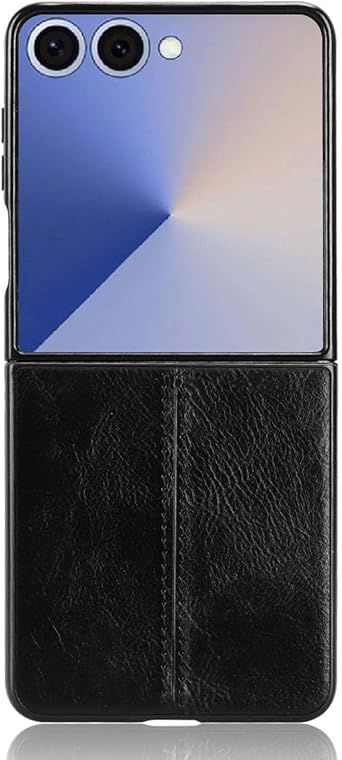 Leather Case for Samsung Galaxy Z Flip 7,Minimalist Durable Lightweight Phone Shell Comfortable Thin Feel Scratch Resistant Cover,Black,Z Flip 7