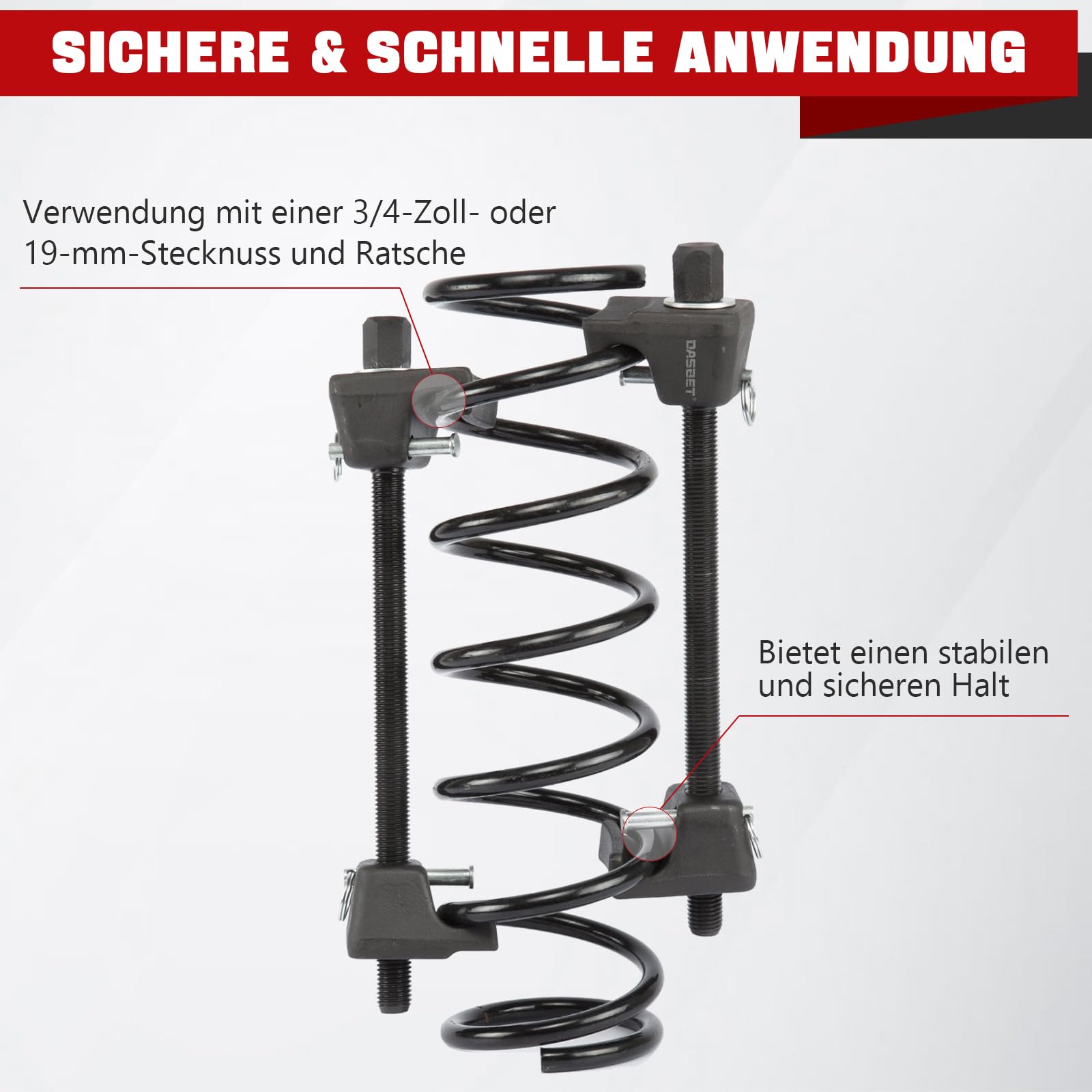 DASBET 2-TLG Federspanner Set | Feder Spanner Montagewerkzeug 300 mm für Auto & Motorrad, Spulenfedern, Federbein, Vorderachse & Hinterachse, Federspanner für Federwechsel