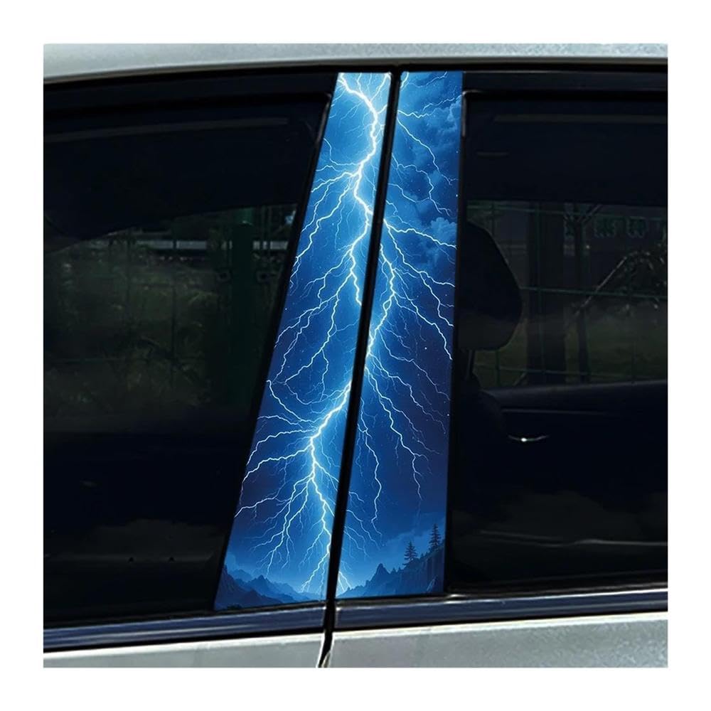 Decorative Items 2PCS Cool Lightning DIY Car B-Pillar Stickers Cover Scratches Waterproof Decals(B)