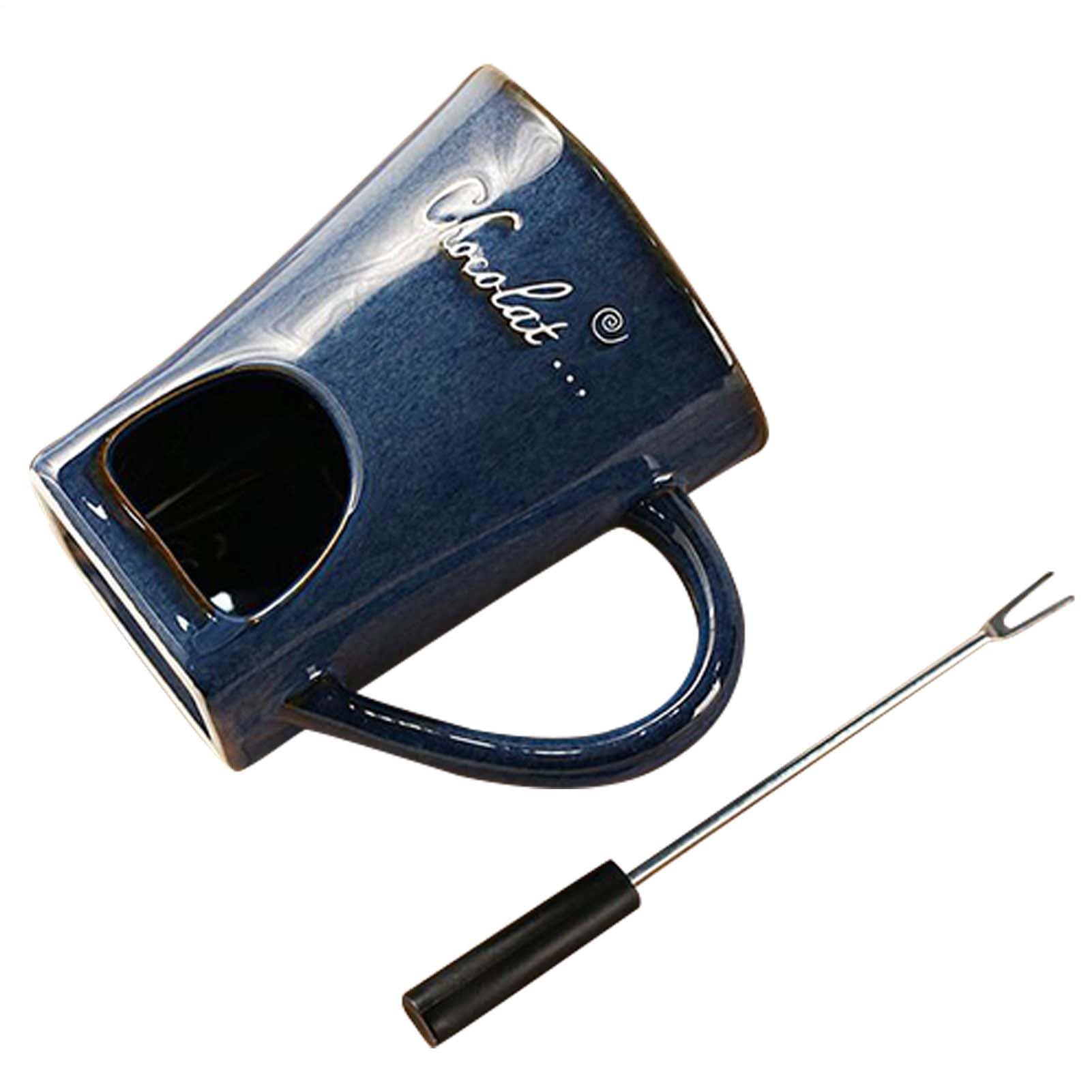 Pot en céramique 130 ml pour fondue sucrée avec sa fourchette