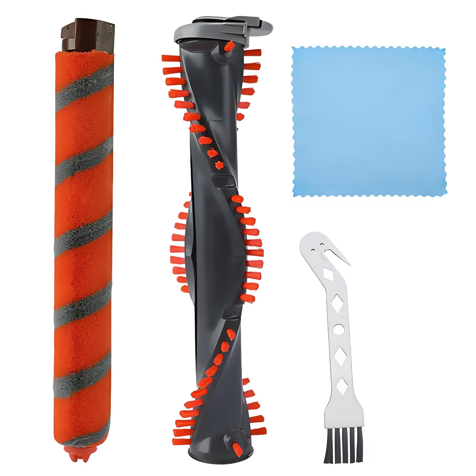 HAFRILY 2Pcs Hard&Soft Brush Roller Replacement with Shark Attachments, Anti Hair Wrap for Shark NV800 HV380 NV680 DuoClean Vacuum, Include Microfiber Cloth & Crevice Tool
