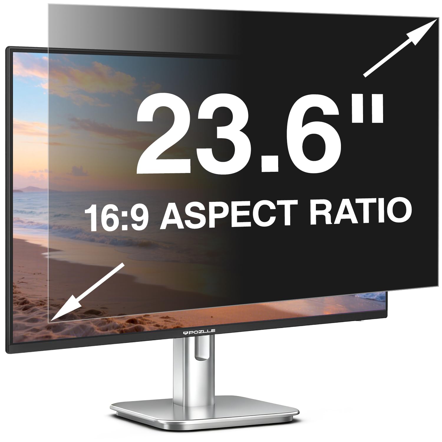 Pozlle Blickschutzfolie für 23.6 Zoll 16:9 (52.2 x 29.4 cm) Monitor, Blaulichtfilter, Blendschutz, Abnehmbar Sichtschutzfolie für Computermonitore, PC Blickschutzfilter für Büro