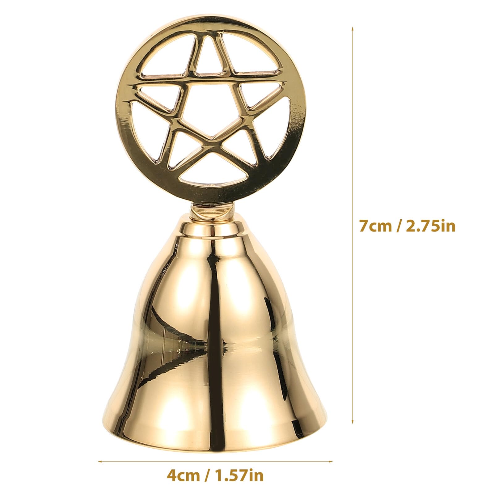 Artibetter Vintage Messing Handklingel mit Ergonomischem Griff Klarer Klang Pentagramm Design für Tarot Zeremonie Meditation und Barservice Langlebige Altar Glocke für Ritualzwecke