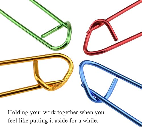 Miniatura 3 de Hahiyo Juego de soportes para puntadas, de aluminio resistente, color mixto, pasador de seguridad, para tejer, ganchos, 12 piezas para suéteres,