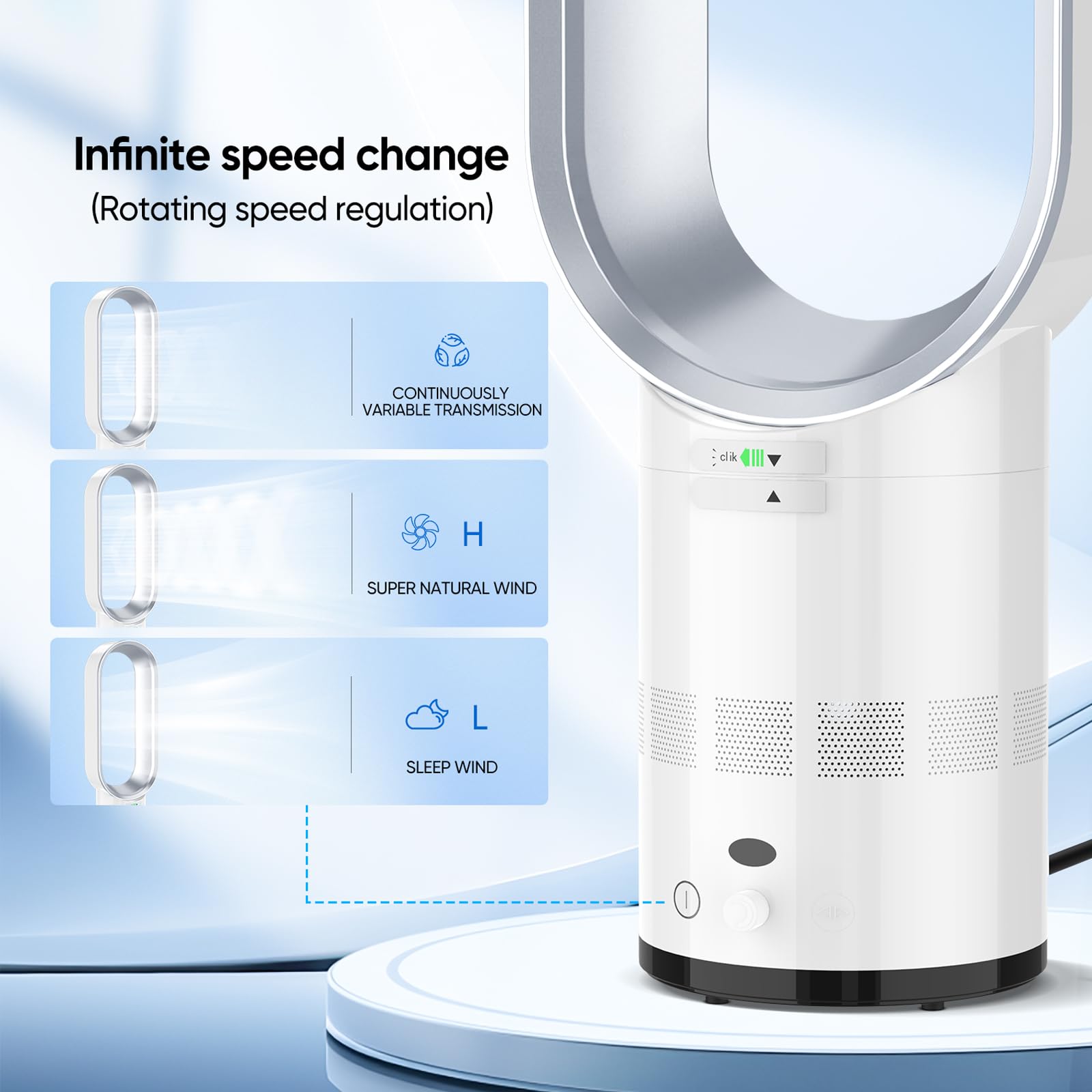 Ventilatore senza rotore con telecomando, ventilatore a torre 2 in 1, molto silenzioso e purificatore d'aria con HEPA, 8 velocità, oscillazione a 90°, timer, refrigeratore d'aria, climatizzatore
