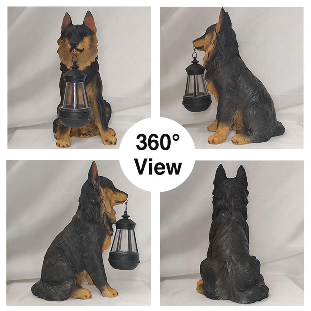 Estatuas de jardín con luz Solar para Perro, estatuas solares para Exteriores, Figuras artísticas de Perro, esculturas de Resina para Patio, balcón y jardín.