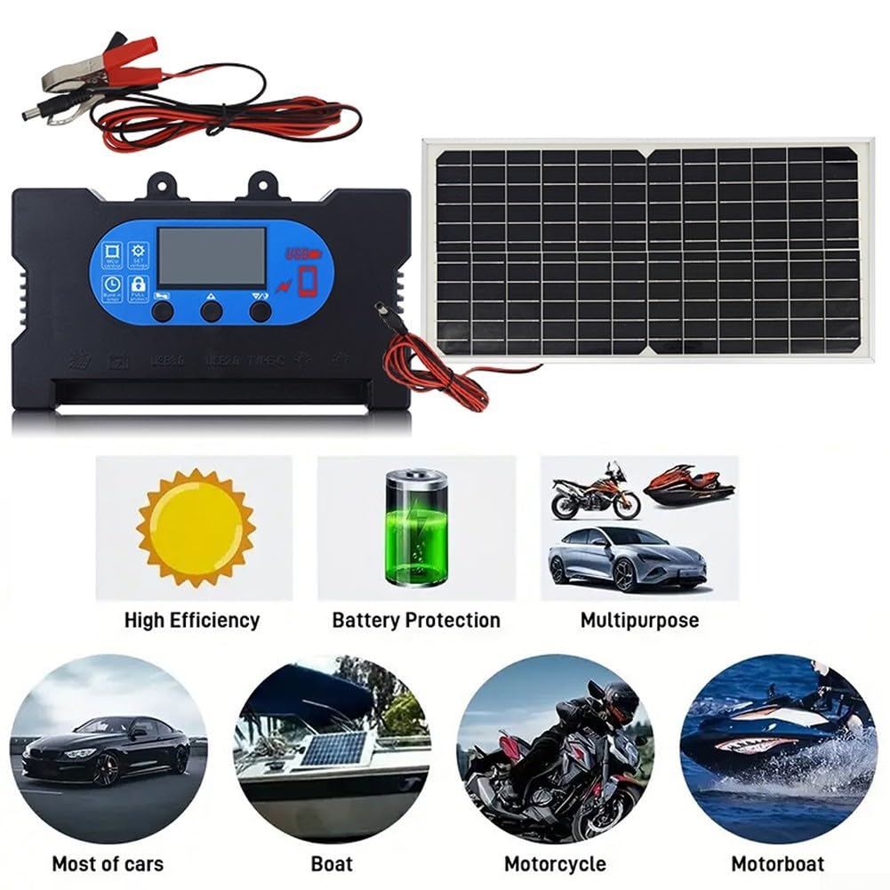 Pannello solare monocristallino da 17 W, 12 V, resistente alle intemperie (20 A)