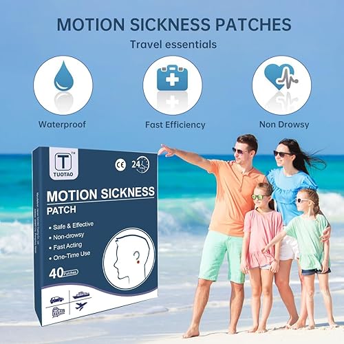 Miniatura 2 de Parches para mareo por movimiento, parches marinos para crucero, alivio de vértigo de mareos para adultos y niños, artículos esenciales de viaje