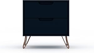 Manhattan Comfort Rockefeller Mid-Century Modern 2 Drawer Bedroom Nightstand, 20.08