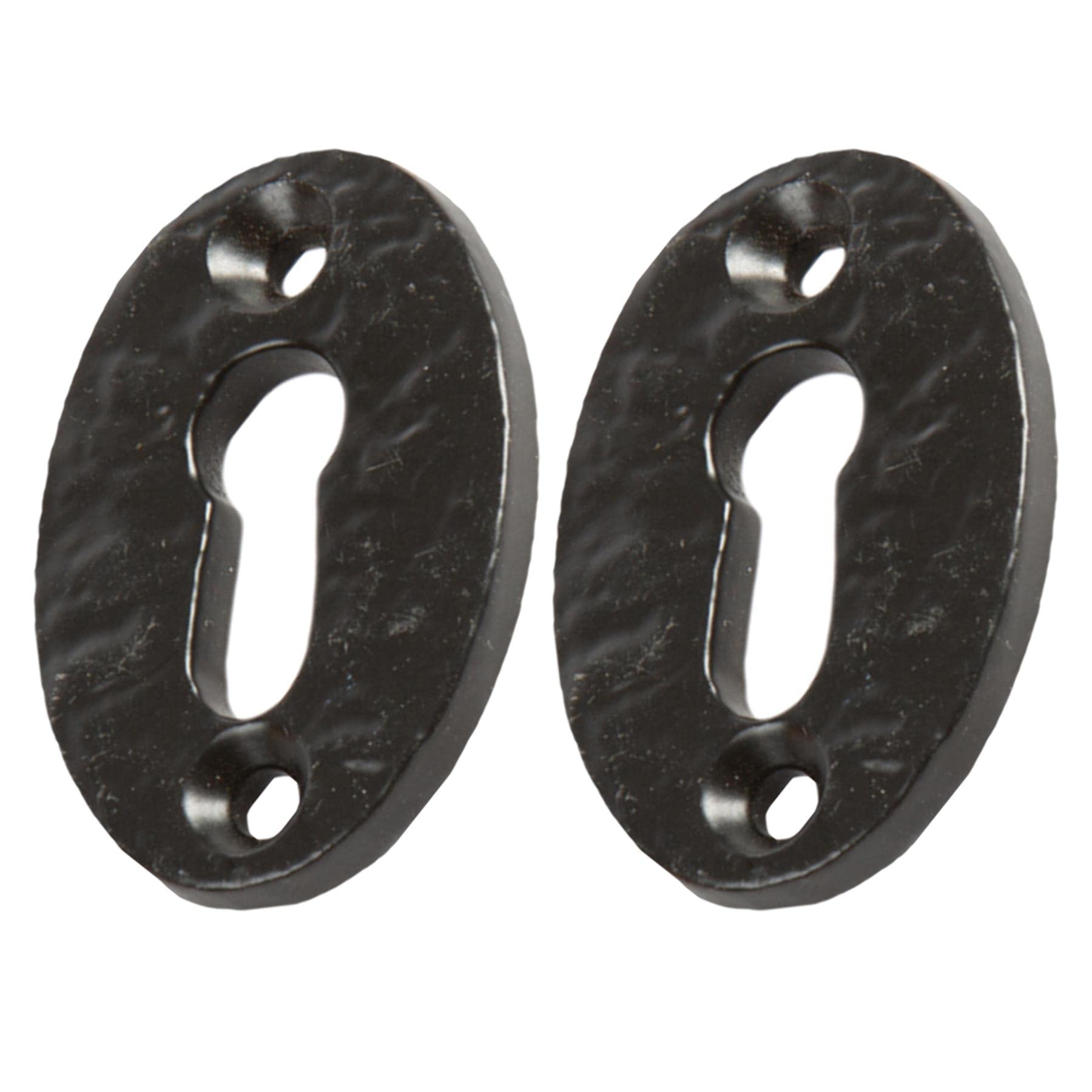 Hammer and Tongs Iron Escutcheon Plate - Black - Pack of 2