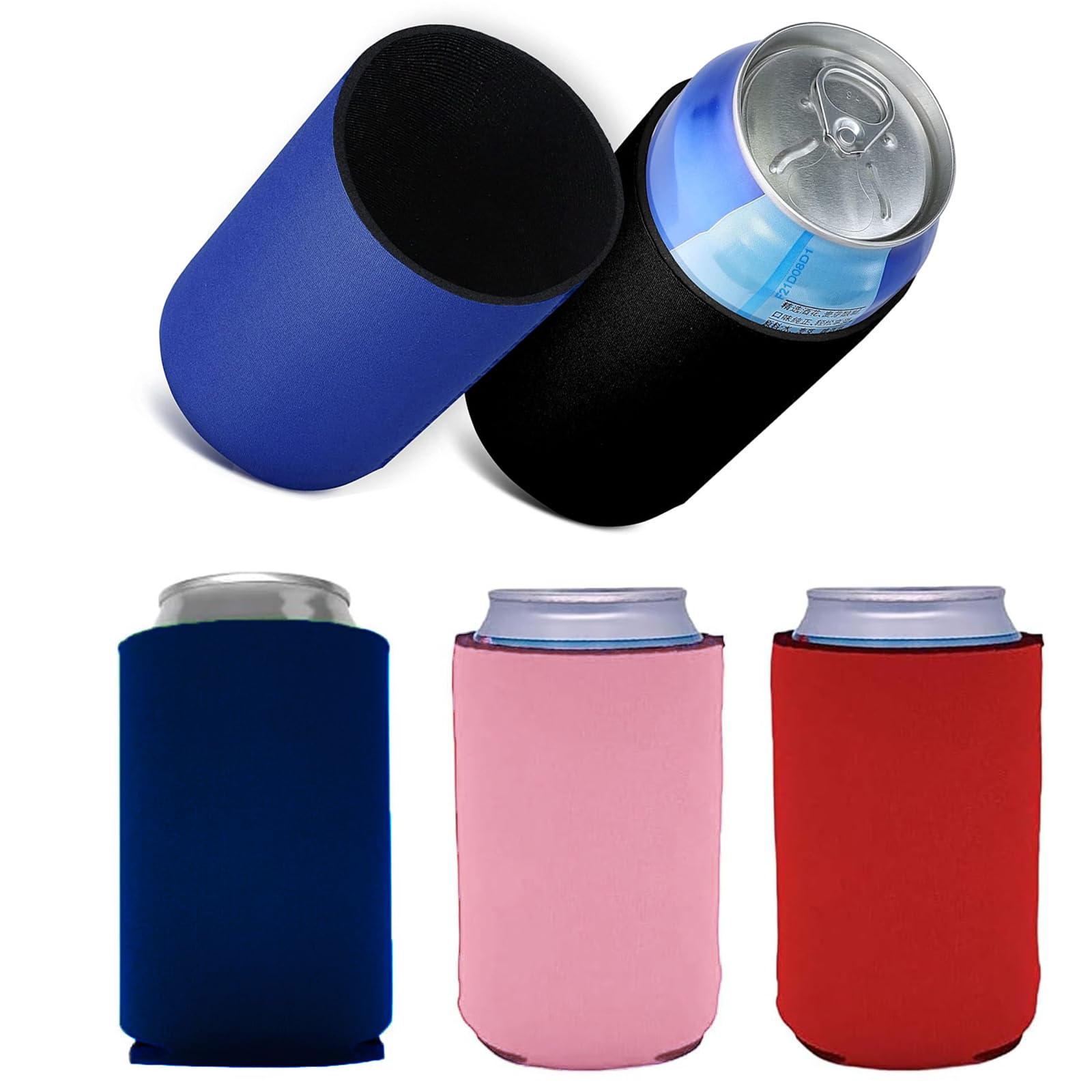5 Pack Beer Cooler Sleeve, Insulated Can Coolers for Beer Bottles and Cans, Non-Slip Design in Navy Blue Red Black Dark Blue Pink, Ideal for Bars Outdoor Events and Celebrations