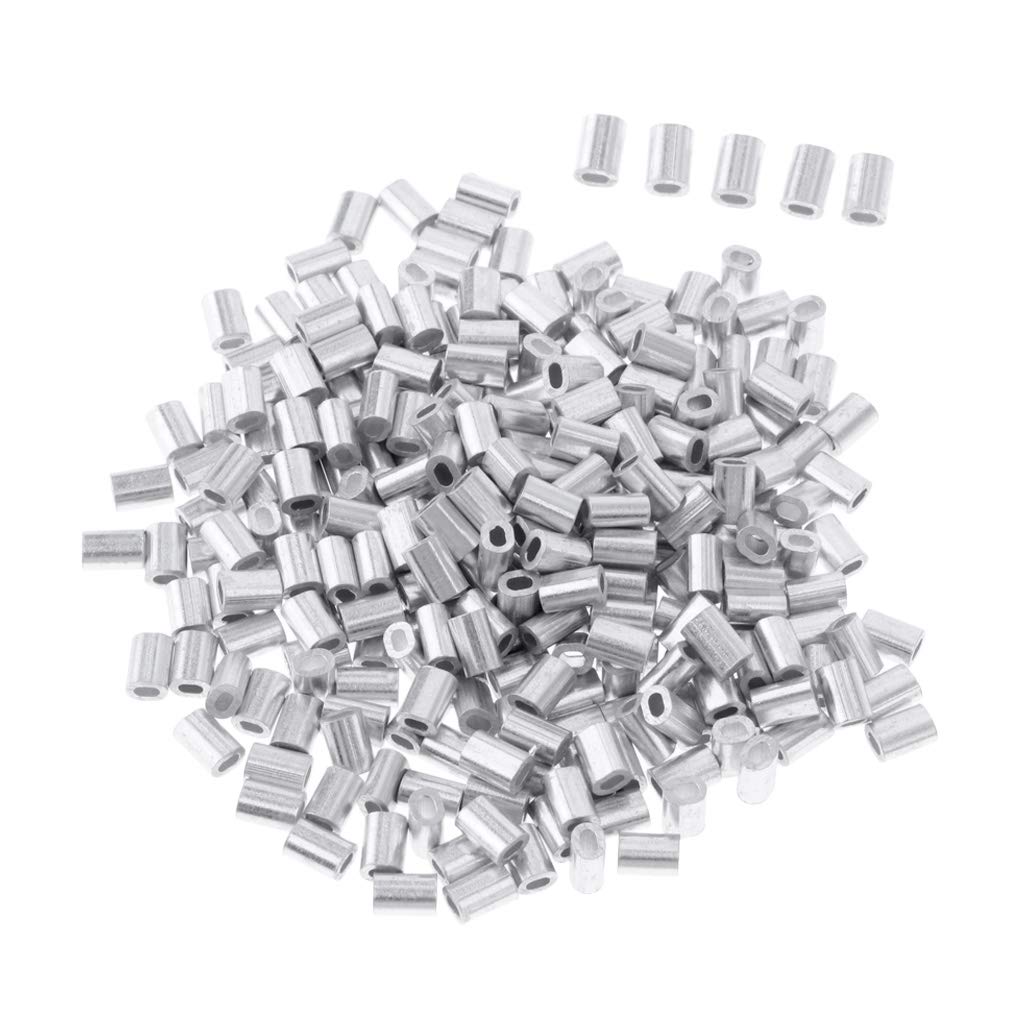 Leeadwaey Paquete de 100 piezas de aluminio para pesca con doble cañón de 0,8 mm