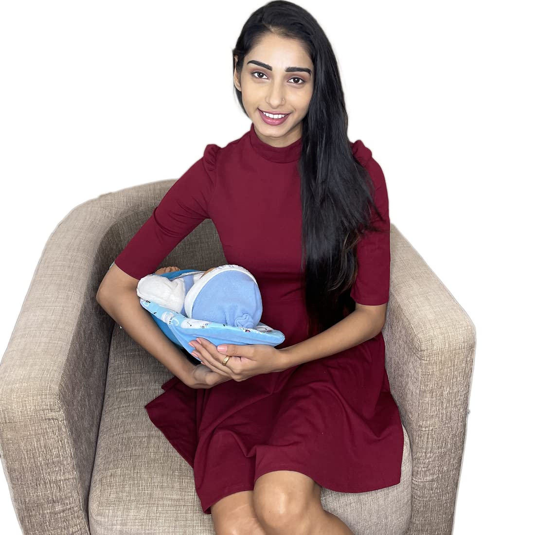 HOOPA 2in1 Infant Carrier for Newborn (0–4 Months) | Reclined Carrying & Breastfeeding Support | Strong Back Support | Indoor & Outdoor Use | Feeding Pillow | Nursing pad | New born Carrier |Dark Blue 3