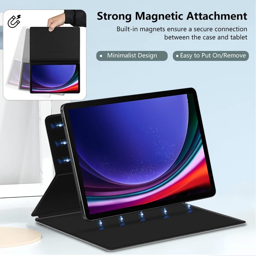 Magnetic Slim Protective Leather Case Suitable for Samsung Galaxy Tab S9 Ultra 14.6inch 2023 SM-X910/SM-X916B Tablet Cover(Black)
