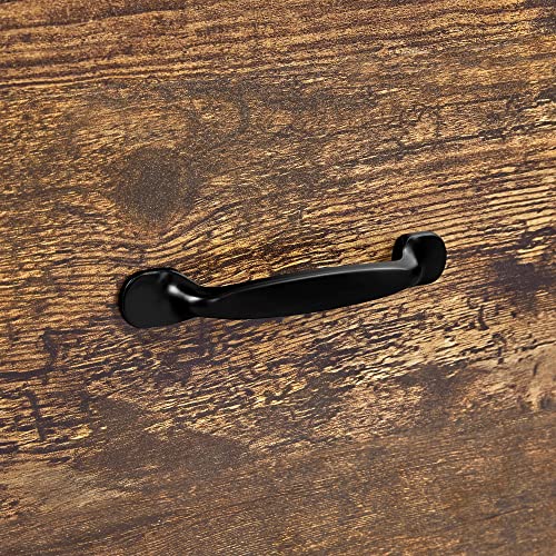 Topeakmart 2 Drawer File Cabinet For Letter Size A4 Size, Large Mobile Lateral Filing Cabinet Printer Stand With 4 Storage Compartments For Home Office (Black/Rustic Brown) #TOP7