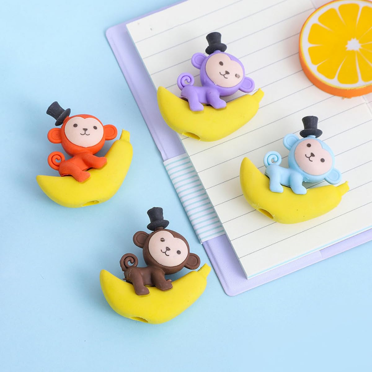 48 pezzi Gomme da Cancellare Colorate con Design Scimmia su Banana Portatile di Articoli di Cancelleria Divertenti e Unici per Studenti e Premi Scolastici